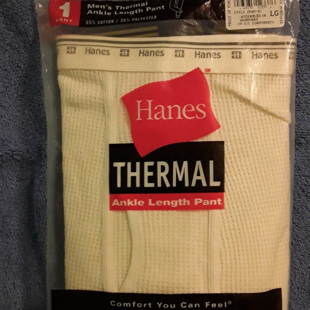New Sealed Men's Hanes Thermal Ankle Length Pant